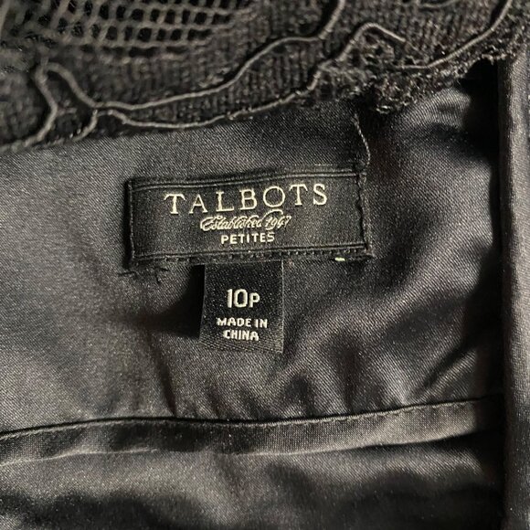 Talbots One-Shoulder Black Lace Dress With Sheer Floral Size 10P - Picture 9 of 9